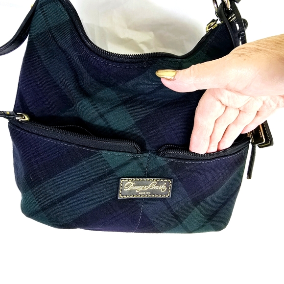 Dooney & Bourke Navy Green Plaid Tartan Bag Purse & Authentic paper - Picture 4 of 13